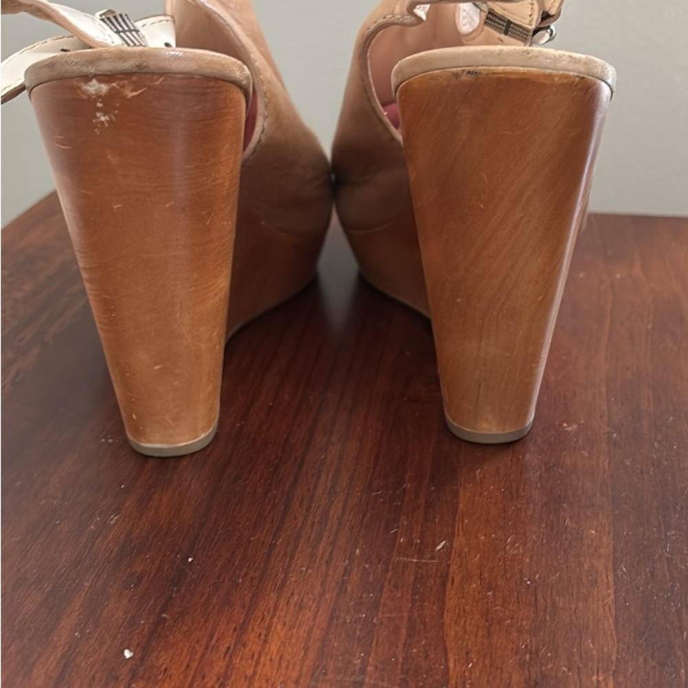 Coach Tan Platform Heels